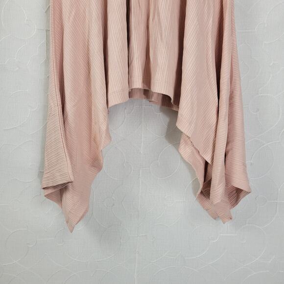 Anthropologie Womens Dress Size M Pink Mock Neck Asymmetric Hem Ribbed Open Back - Picture 7 of 12